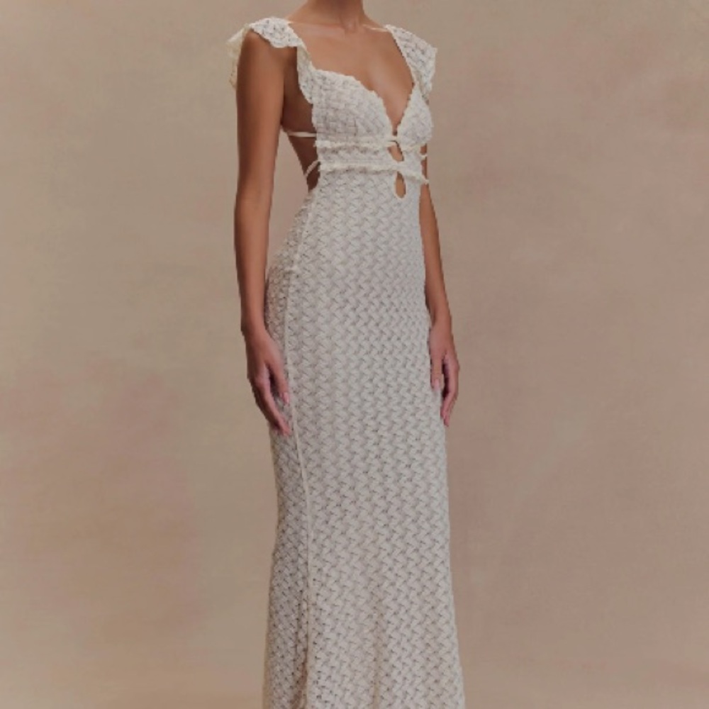 Meshki Cream Backless Dress